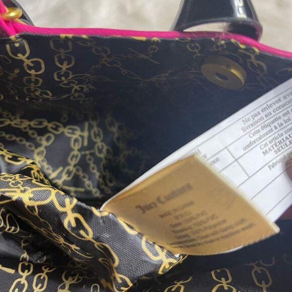 Juicy Couture synthetic hot pink & black pate large tote chain strap. - Picture 11 of 12